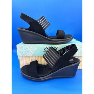 NEW Skechers Cali Rumblers SCI-FI Wedge Sandal Black 7.5 #38472/BBK